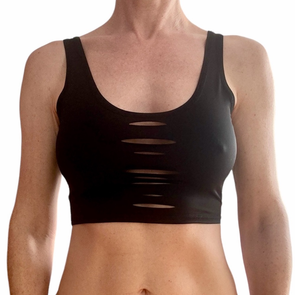 New Tiki Jimi Laser Cut Lover Yoga Crop Tank Top xs/s